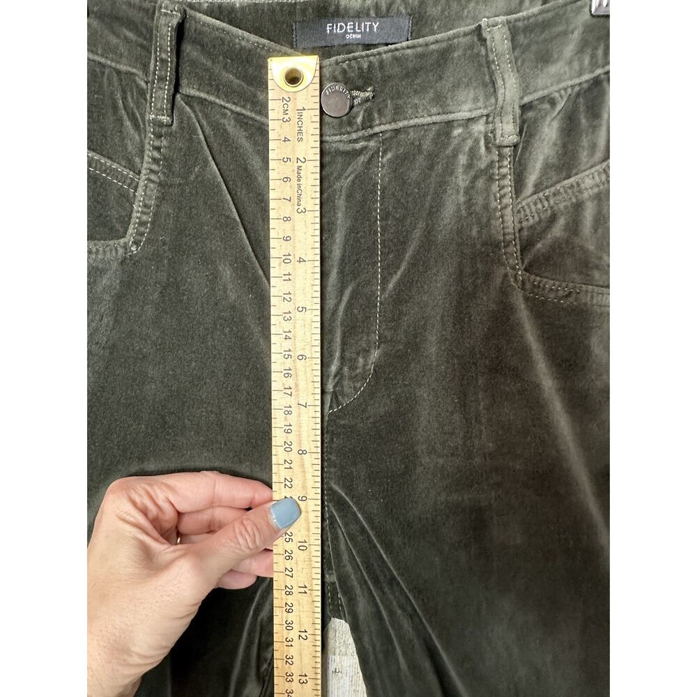 Fidelity wide leg Deep Sage Velour Velvet mid bootcut jeans 30 Anthropologie$228 - Picture 8 of 16